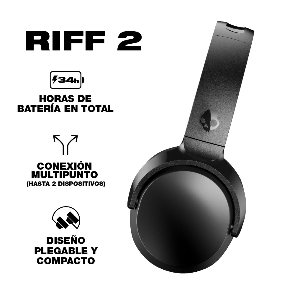 AUDÍFONOS OVER EAR SKULLCANDY RIFF WIRELESS 2 BLACK - 2
