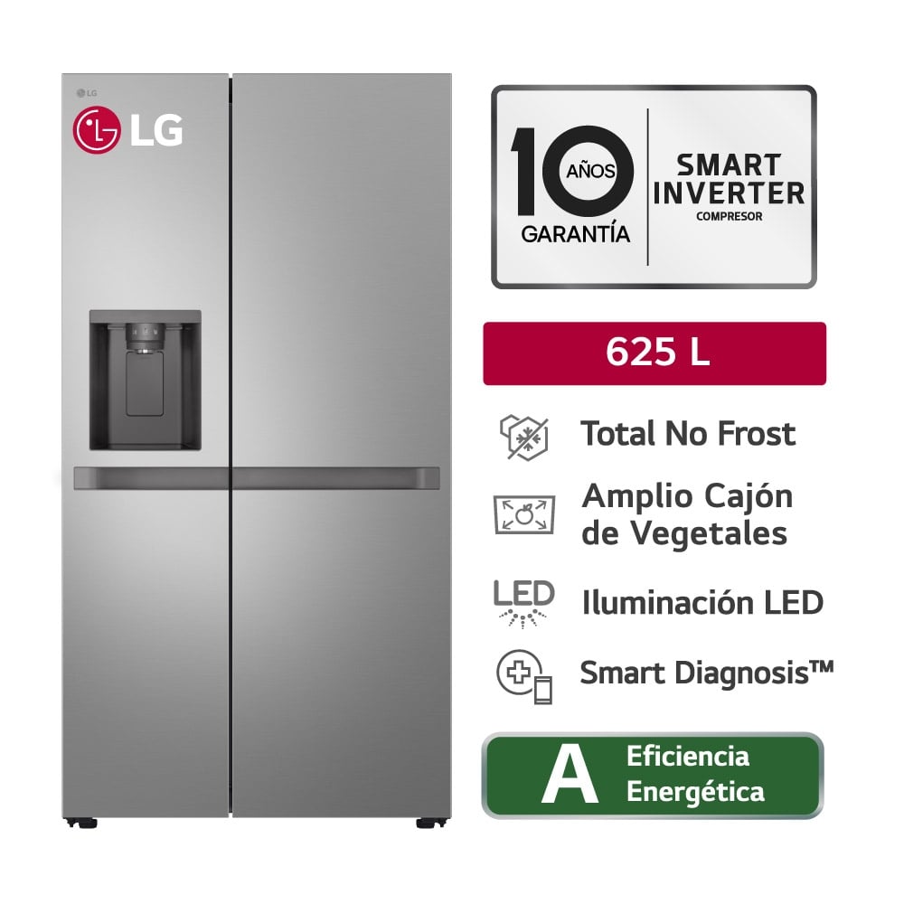 REFRIGERADORA LG TOTAL NO FROST 625 LT GS66SPY PLATEADO - 1