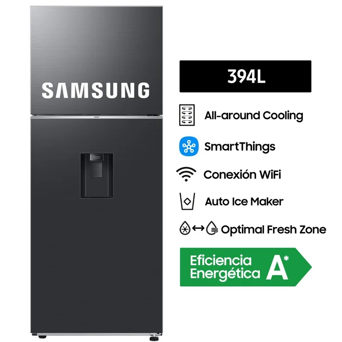 REFRIGERADORA SAMSUNG 394LT TOP FREEZER ICE MAKER CON DISPENSADOR RT42DG6770B1PE NEGRO - 1
