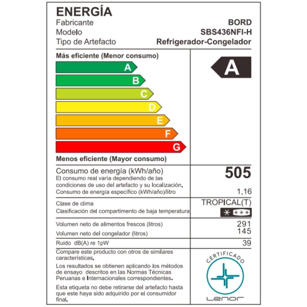 REFRIGERADORA BORD INVERTER 436 LT NO FROST SIDE BY SIDE SBS436NFI-H - 5