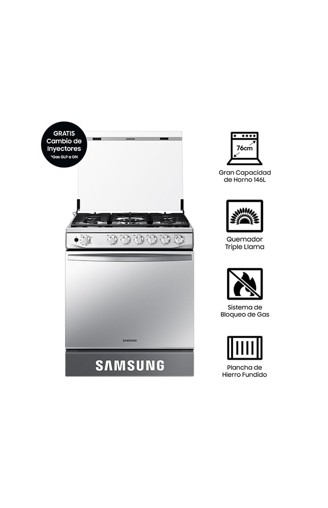 COCINA SAMSUNG A GAS 5 HORNILLAS CON PLANCHA Y GRILL NX52T7322PSPE - 1