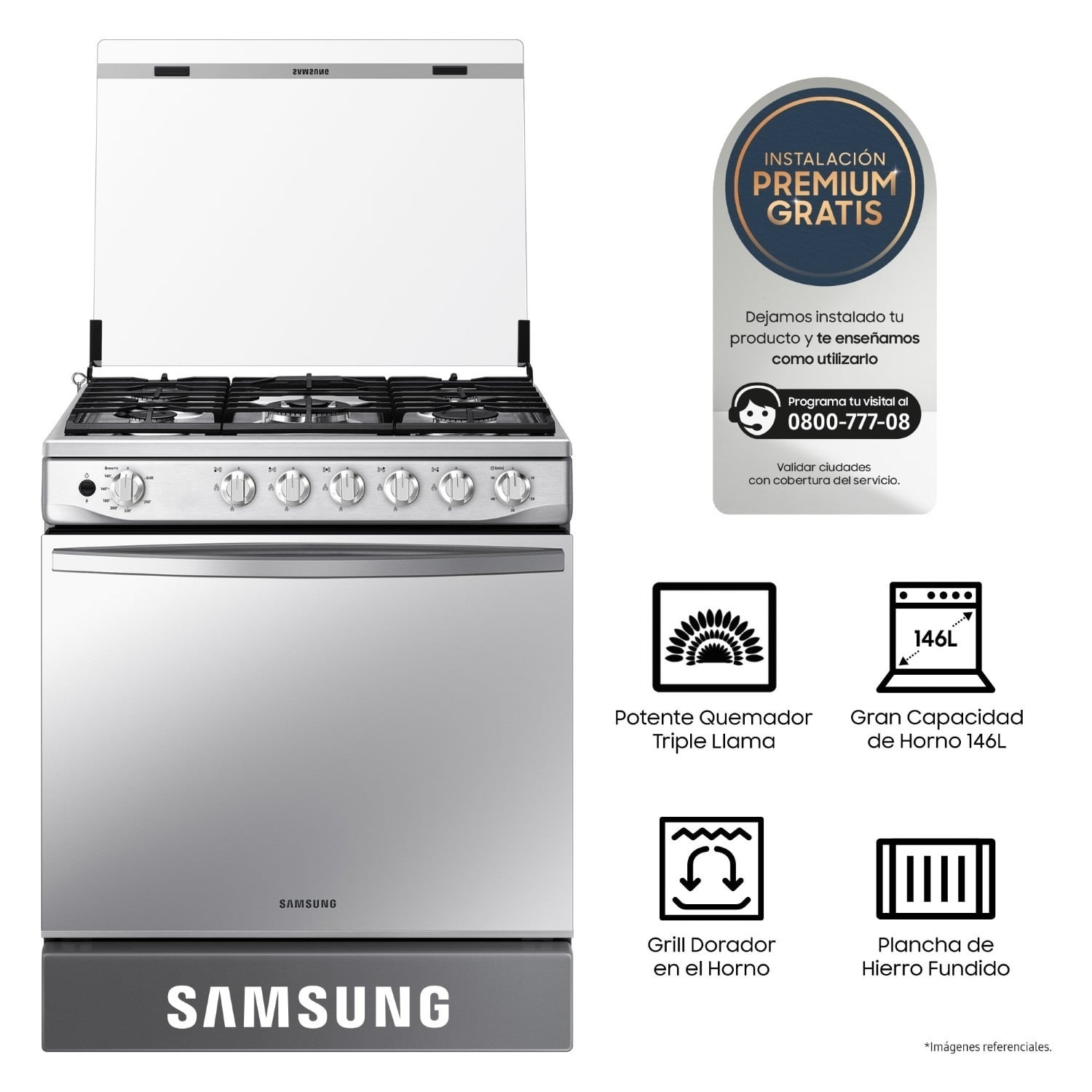 COCINA SAMSUNG A GAS 5 HORNILLAS CON PLANCHA Y GRILL NX52T7322PSPE - 3