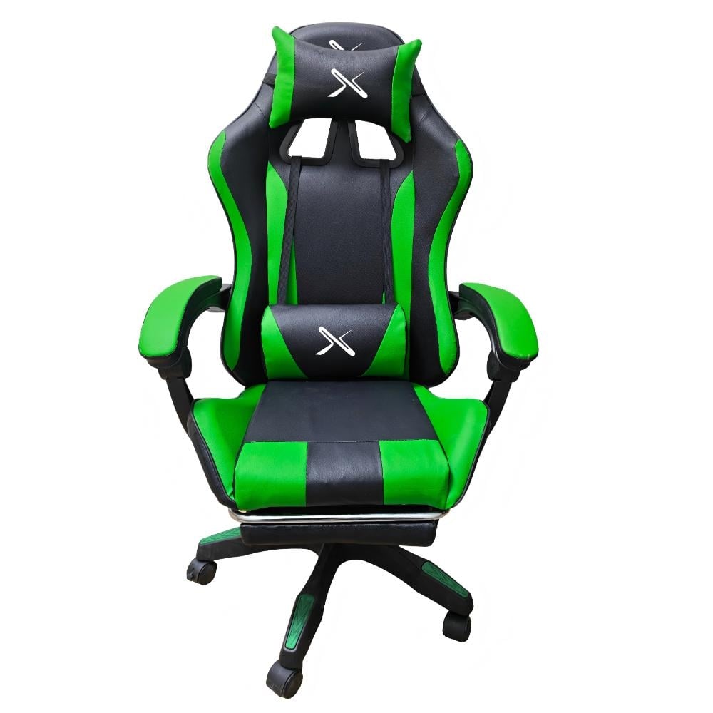 SILLA GAMER LYZOR POSAPIÉS SGGTWN135A VERDE Y NEGRA - 1