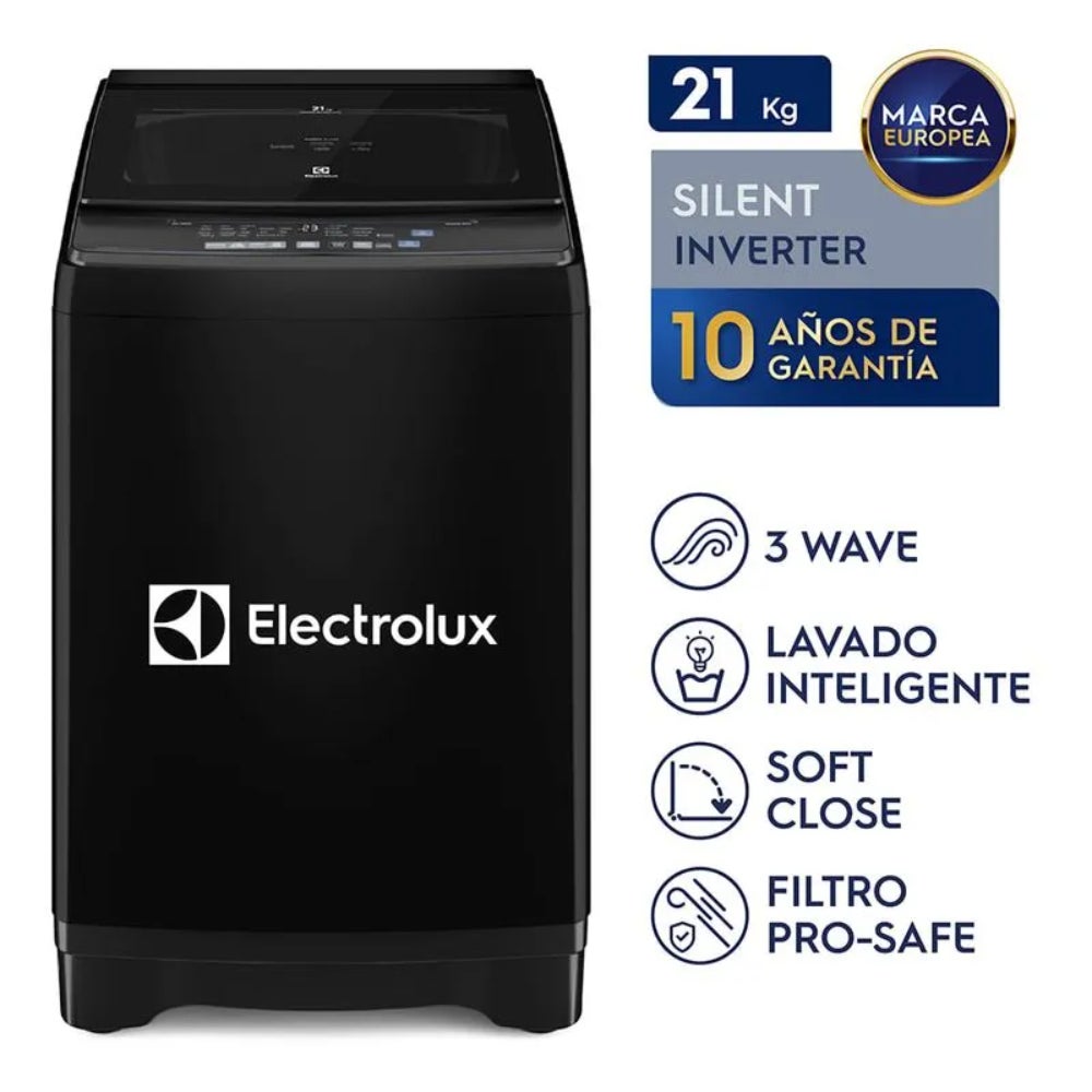 LAVADORA INVERTER ELECTROLUX 21KG EWIJ21F2XSYB NEGRO - 1