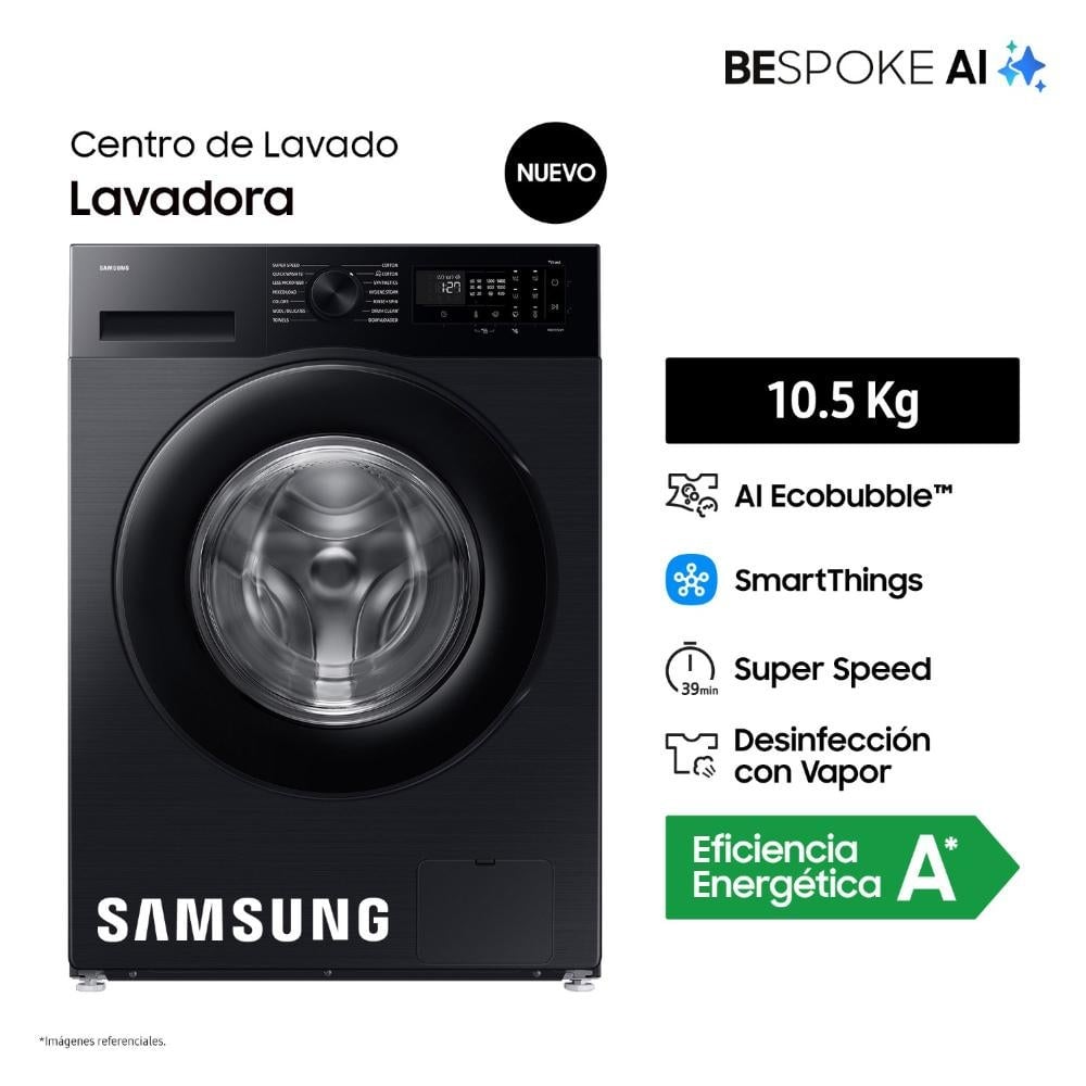LAVADORA SAMSUNG BESPOKE AI 10.5KG WW10DG5U34ABPE NEGRO - 1