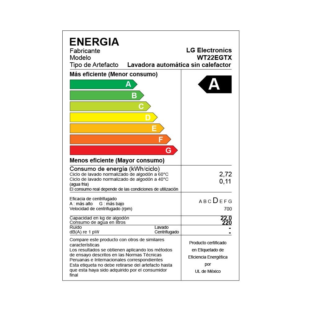 LAVADORA LG 22KG AI DD INTELIGENCIA ARTIFICIAL WT22EGTX NEGRO - 6