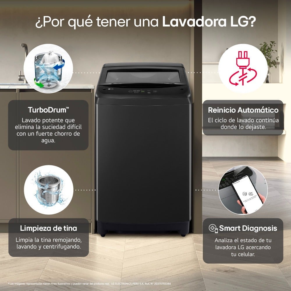 LAVADORA LG 13 KG WT13OBVTB NEGRO - 4
