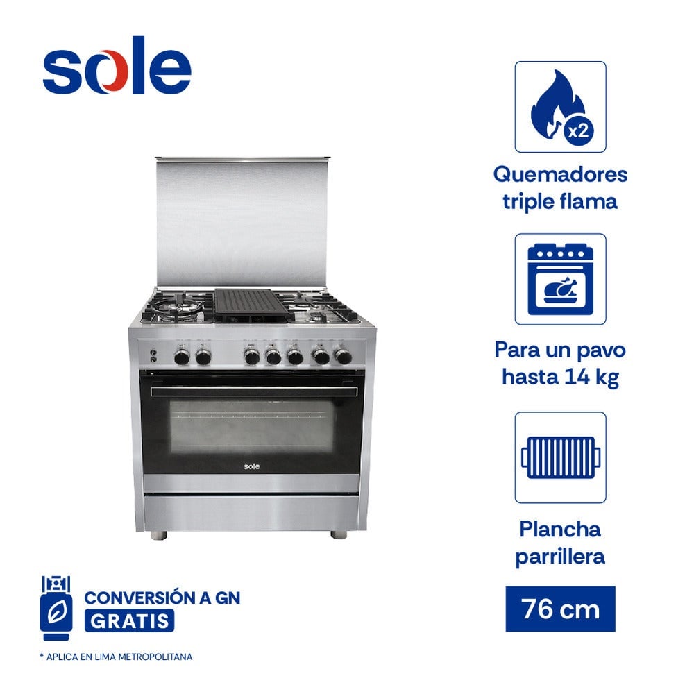 COCINA DE PIE SOLE 5 QUEMADORES 76 CM BALI GLP - 1