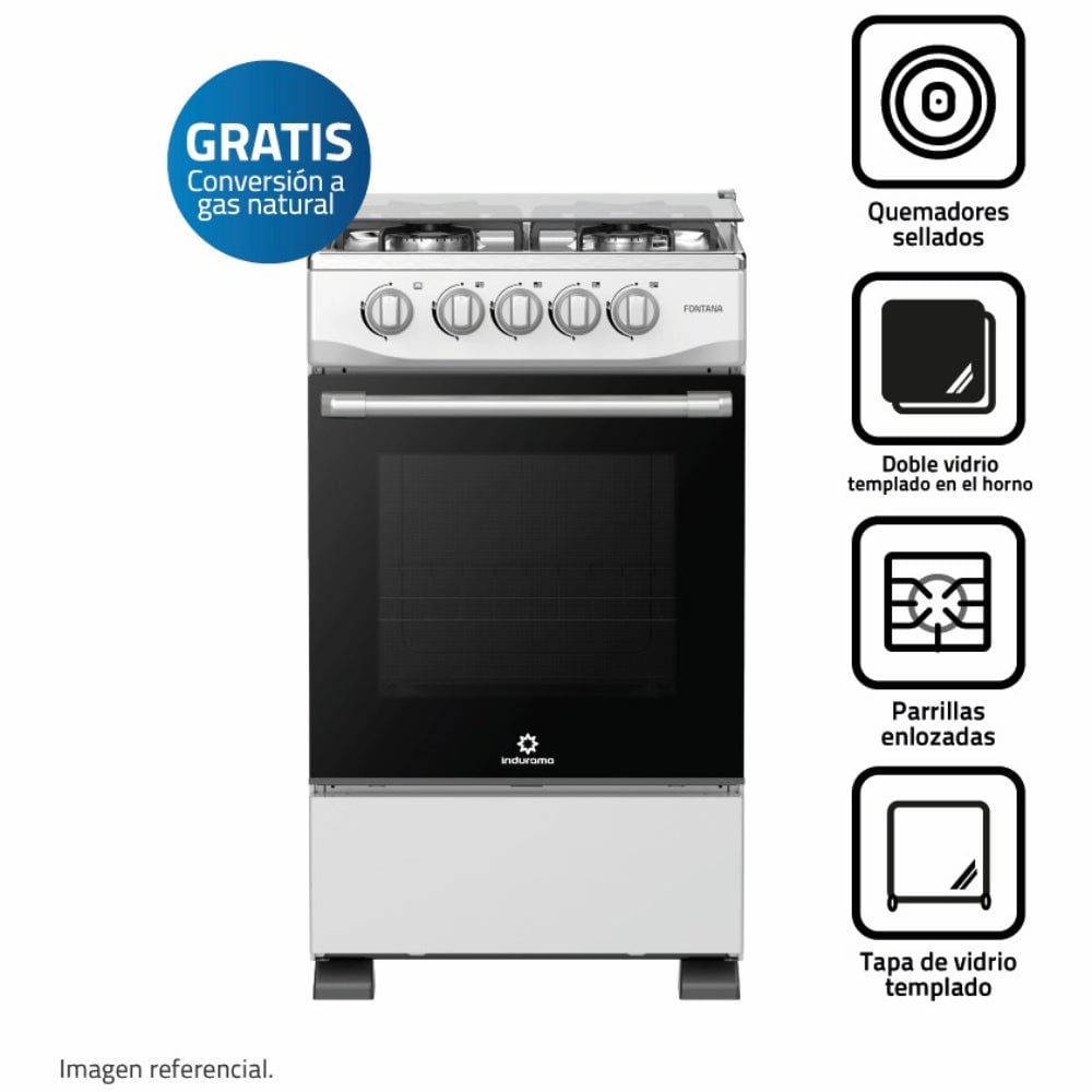 COCINA INDURAMA 4 QUEMADORES 85CM FONTANA GRIS - 1