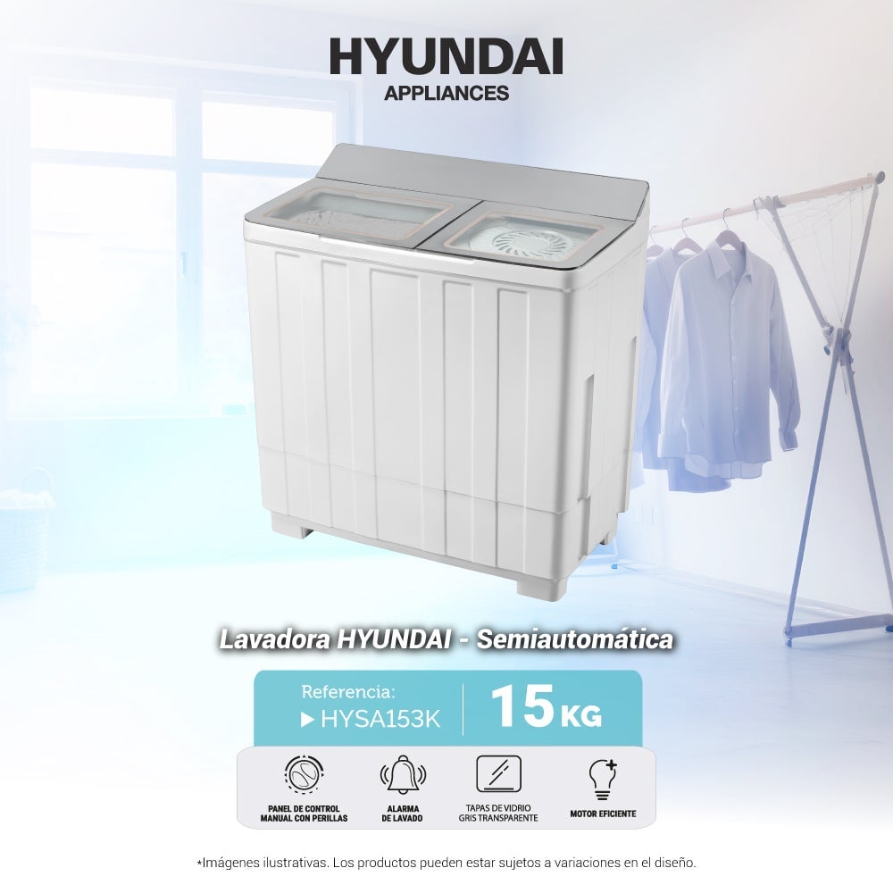 LAVADORA HYUNDAI 15KG HYSA153K GRIS/BLANCO - 2