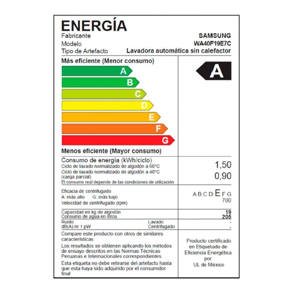 LAVADORA SAMSUNG 19KG ECOBUBBLE WA40F19E7CPE GRIS GRAFITO - 6