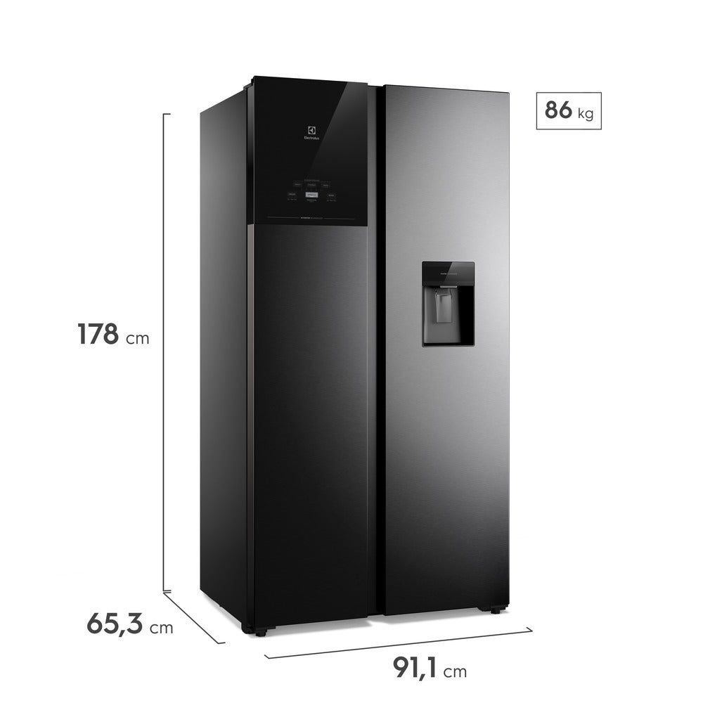 REFRIGERADORA ELECTROLUX 522L SBS NEGRO - 3