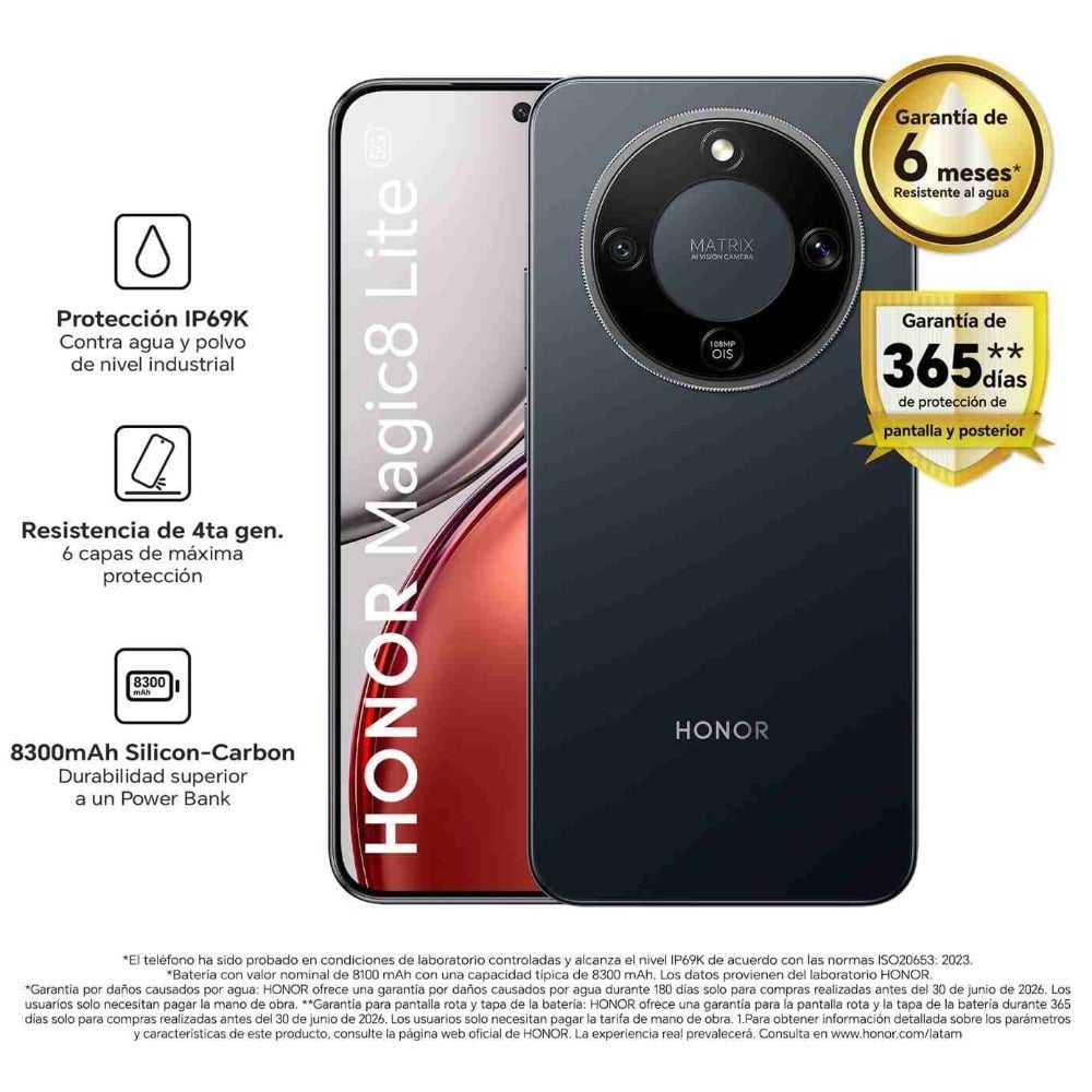 CELULAR HONOR MAGIC 8 LITE 8GB 512GB MIDNIGHT BLACK - 1