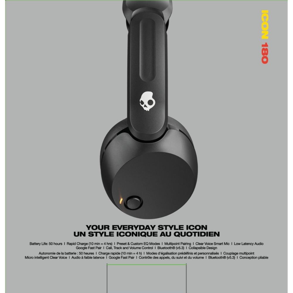 AUDÍFONOS SKULLCANDY ICON 180 BLACK - 3