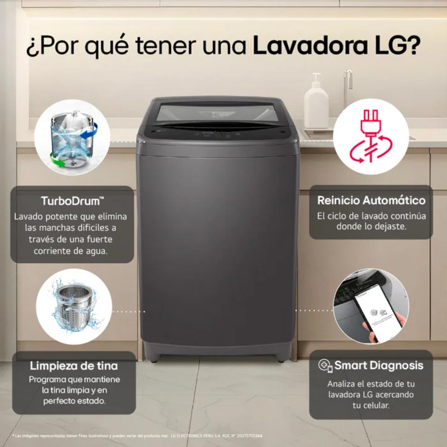 LAVADORA LG 13 KG WT13BVTB NEGRO - 4