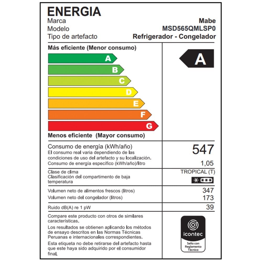 REFRIGERADORA MABE 520LT SIDE BY SIDE NO FROST MSD565QMLSP0 NEGRO - 5