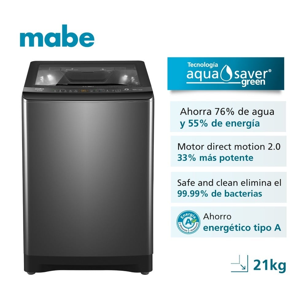 LAVADORA MABE AUTOMÁTICA 21 KG DIRECT MOTION LMA1220WDGBB0 DIAMOND GRAY - 1