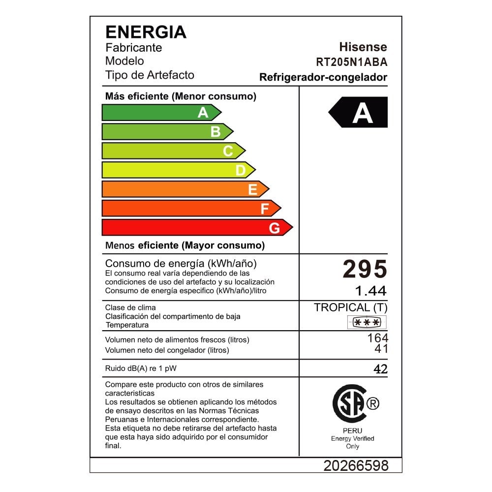 REFRIGERADORA HISENSE 205LT TOP MOUNT RT205N1ABA - 5