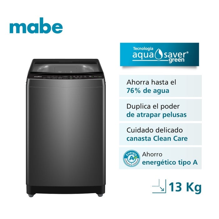 LAVADORA MABE 13KG AQUA CARE AUTOMÁTICA DIAMOND LMAP3120WDGBB0 GRAY - 1