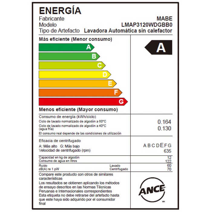 LAVADORA MABE 13KG AQUA CARE AUTOMÁTICA DIAMOND LMAP3120WDGBB0 GRAY - 8