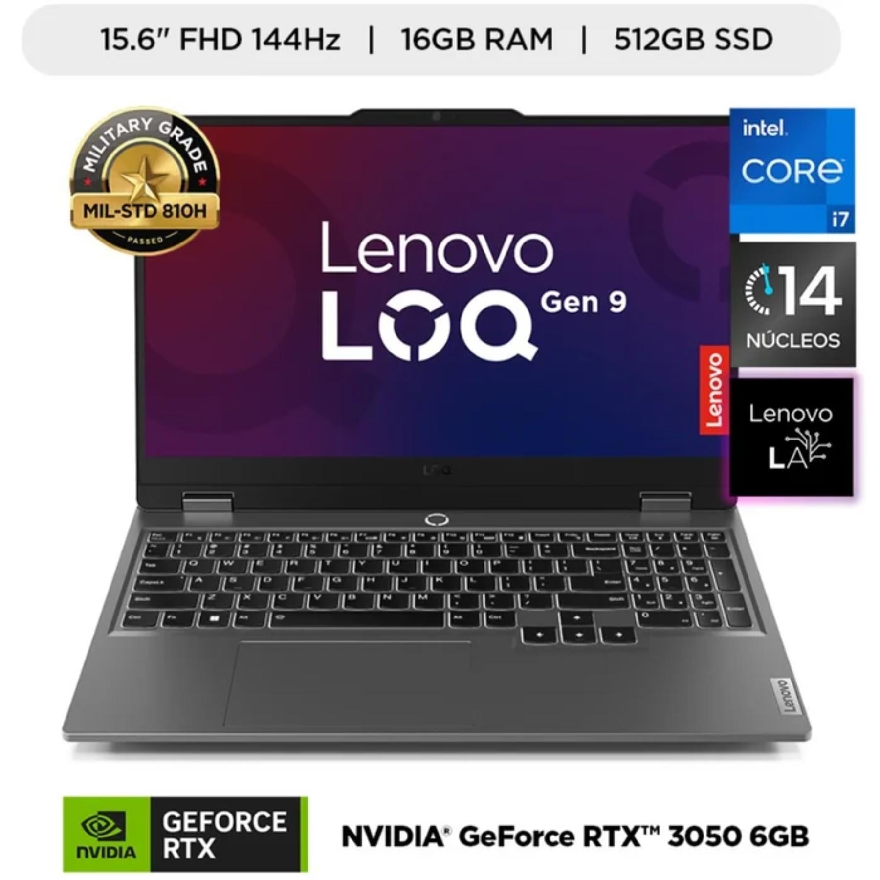 LAPTOP LENOVO LOQ 15.6' INTEL CORE I7-13650HX 16GB 512GB SSD NVIDIA RTX 3050 144HZ - 1