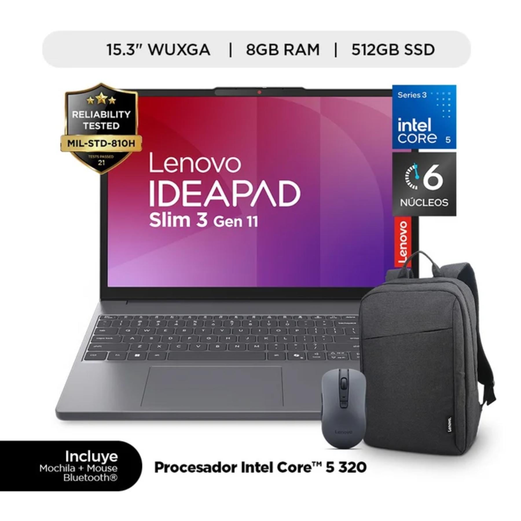 LAPTOP LENVO IA IDEAPAD SLIM 3 15.3' INTEL CORE 5 8GB 512GB SSD - 1