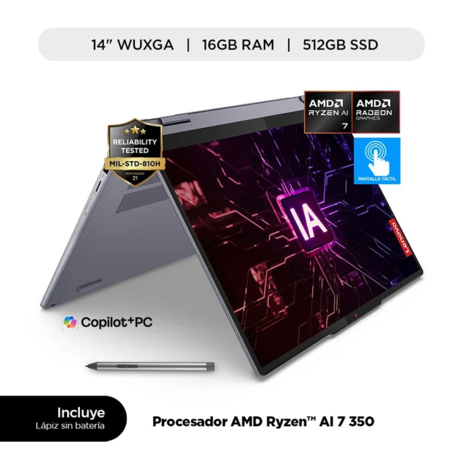 LAPTOP LENOVO IDEAPAD 5 2 EN 1 AMD RYZEN AI 7 16GB RAM 512GB SSD 14' TOUCH - 1