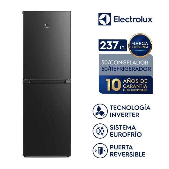 REFRIGERADORA ELECTROLUX BOTTOM FREEZER 237LT INVERTER CON FRÍO DIRECTO NEGRO - 1