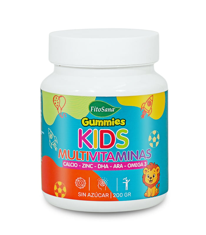 GUMMIES KIDS MULTIVITAMINAS FITOSANA - GOMITAS FUNCIONALES CON CALCIO ZINC DHA ARA OMEGA 3 SABOR NARANJA 200G - 1