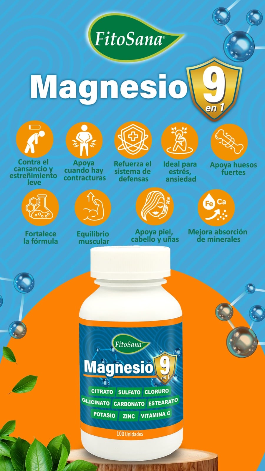 MAGNESIO 9 EN 1 FITOSANA - FRASCO 100U - 3