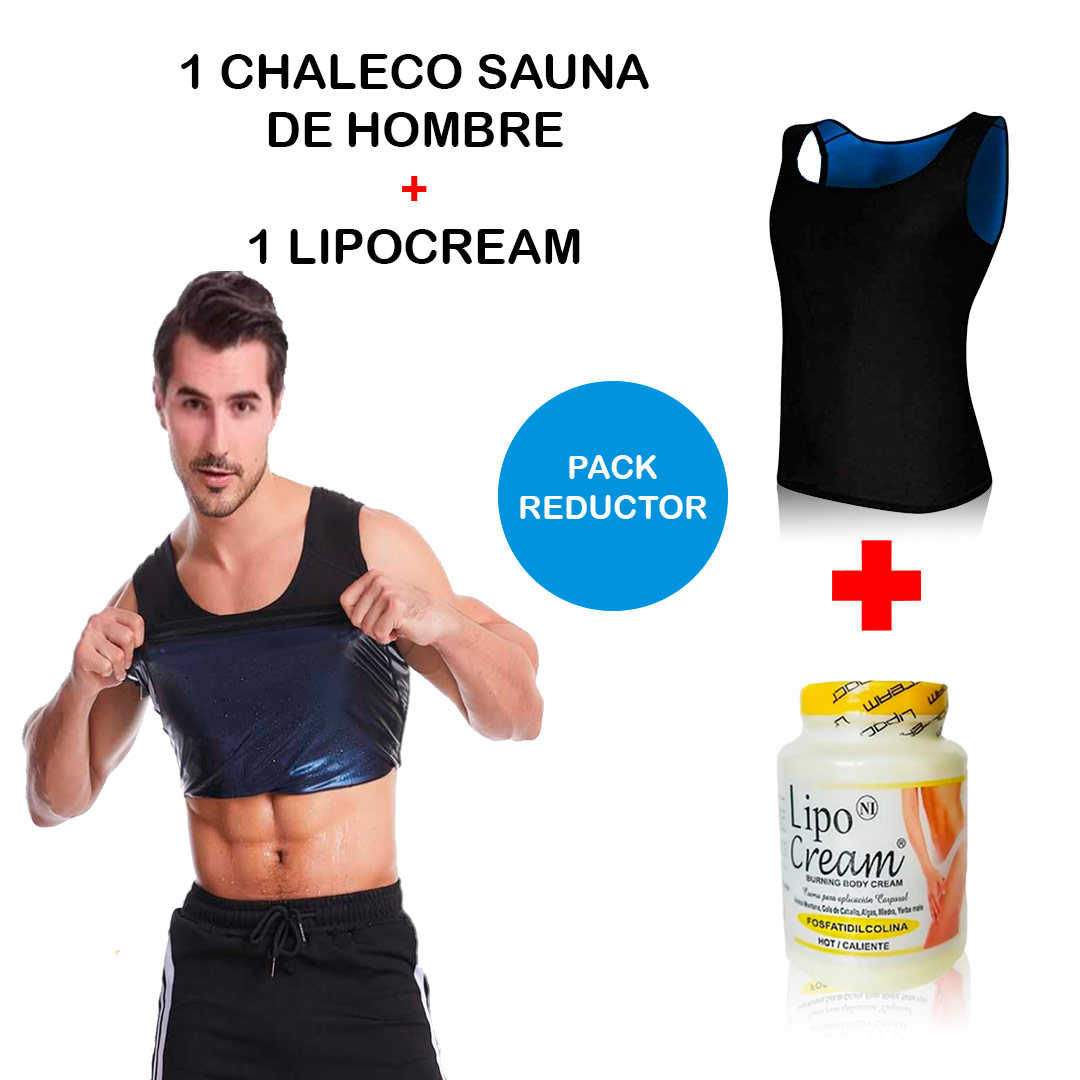 PACK CHALECO MOLDEADOR DE SAUNA PARA HOMBRE MÁS 1 LIPOCREAM - 1