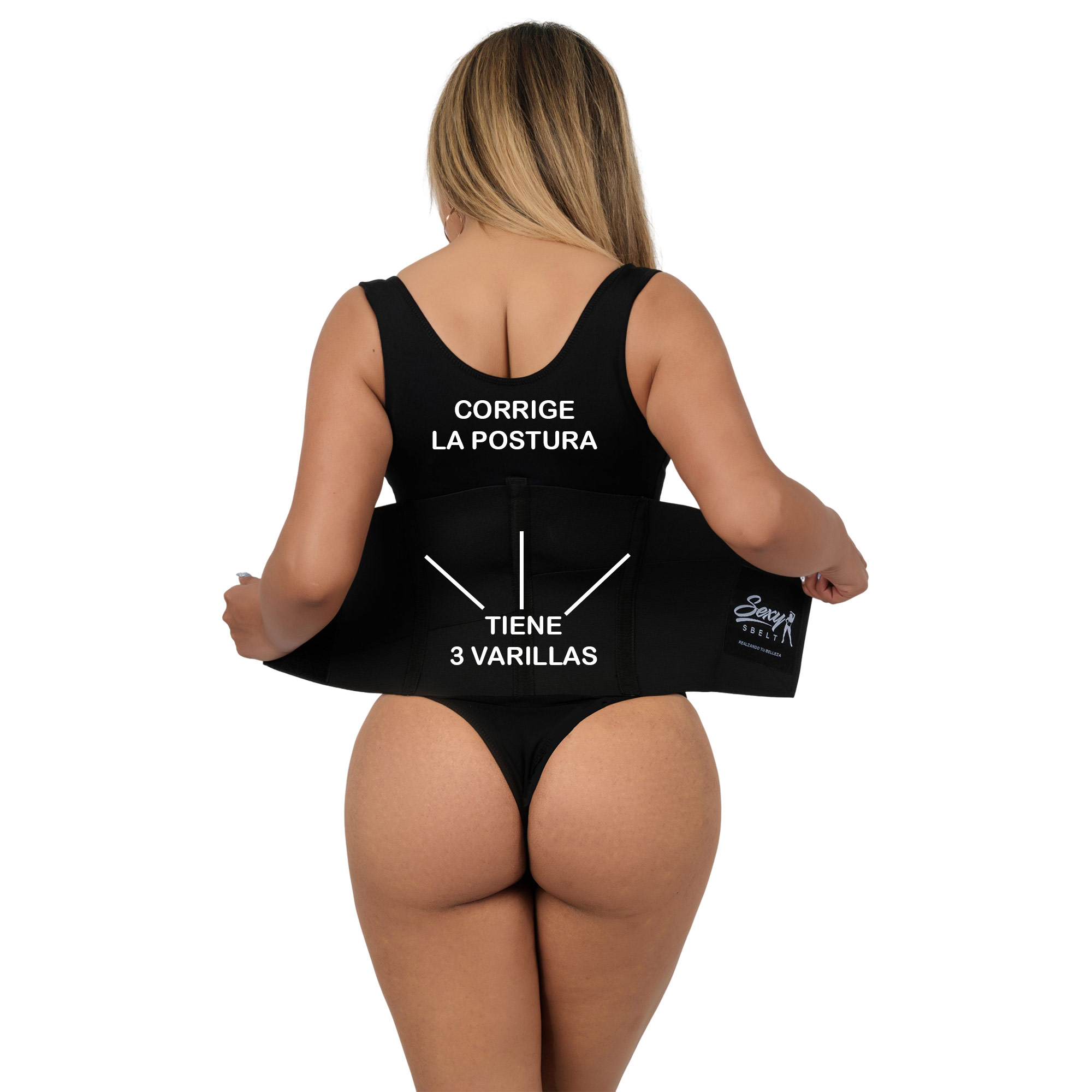 FAJA BODY MUJER SEXY SBELT NEGRO RELOJ DE ARENA CON BROCHES REDUCE MEDIDAS - 4