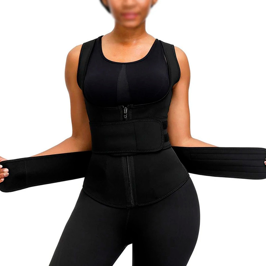 CHALECO FAJA MOLDEADOR CON DOBLE CINTURÓN NEOPRENO PARA MUJER - 2