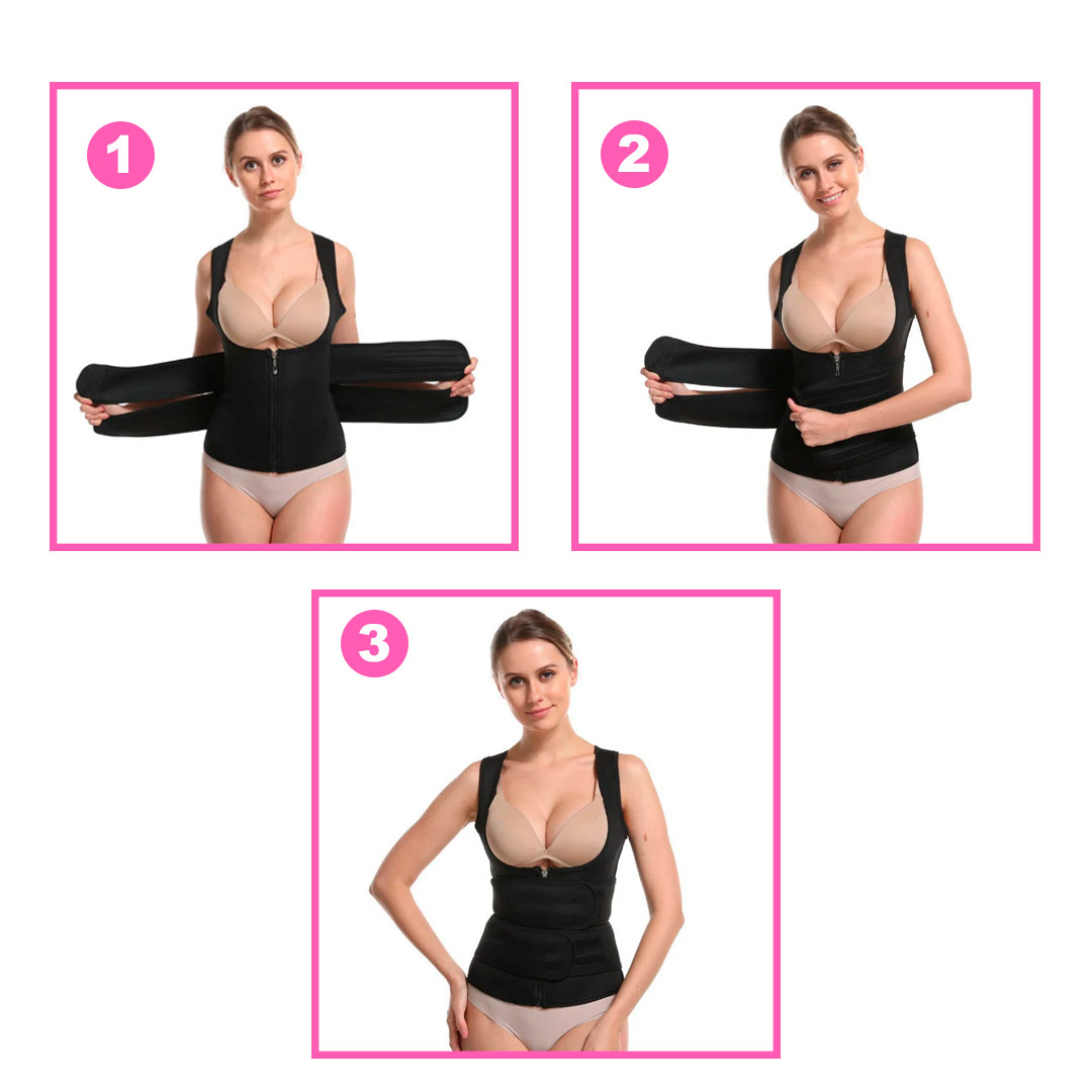 CHALECO FAJA MOLDEADOR CON DOBLE CINTURÓN NEOPRENO PARA MUJER - 4