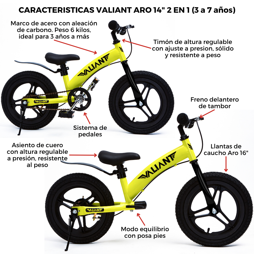 BICICLETA DE EQUILIBRIO ARO 14 3 EN 1 (3 A 6 AÑOS) AMARILLA - 4
