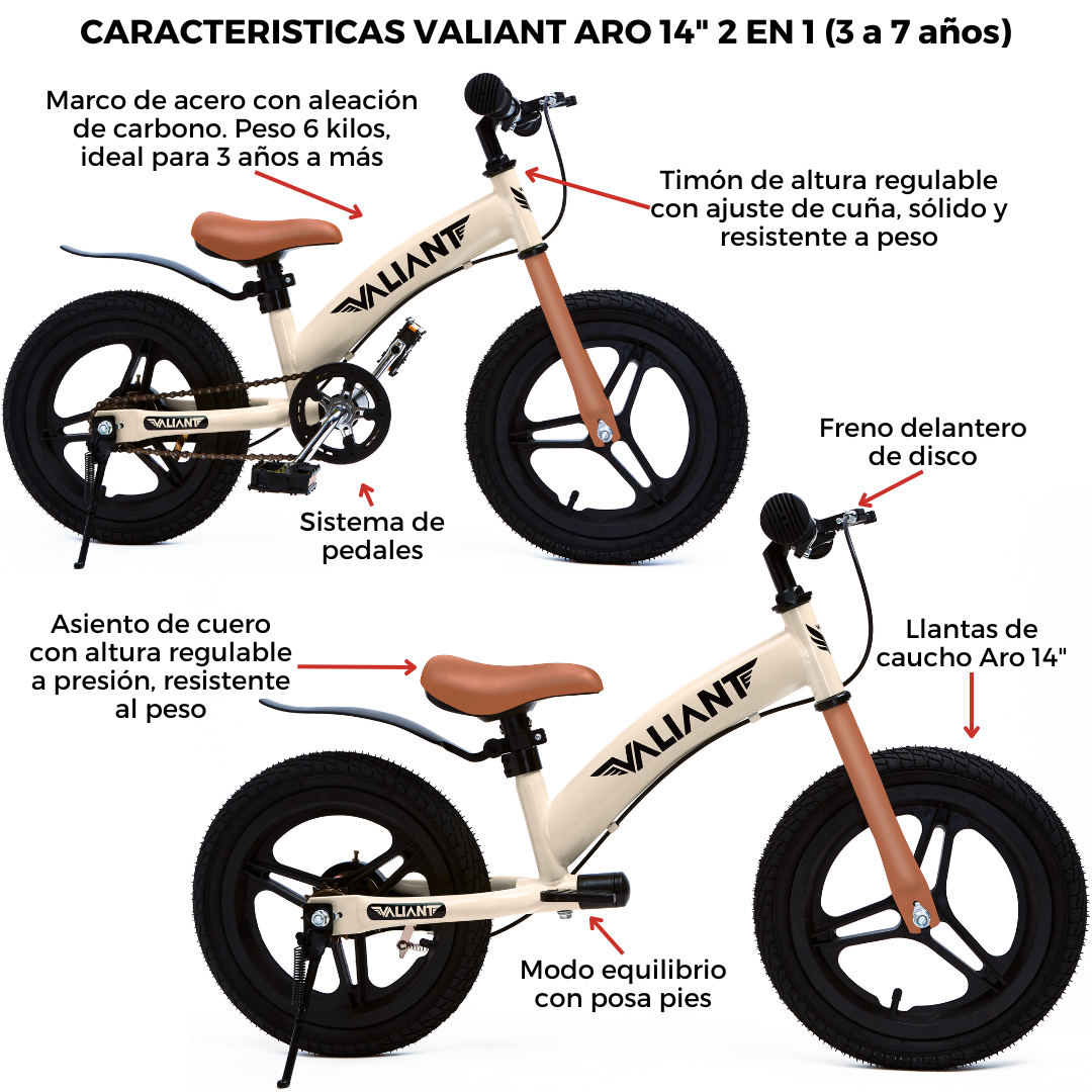 BICICLETA DE EQUILIBRIO ARO 14 3 EN 1 (3 A 6 AÑOS) BEIGE - 4