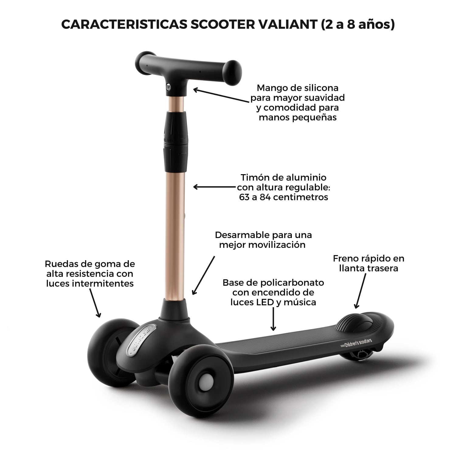 SCOOTER PARA NIÑOS VALIANT NEGRO (2 A 8 AÑOS) - 2