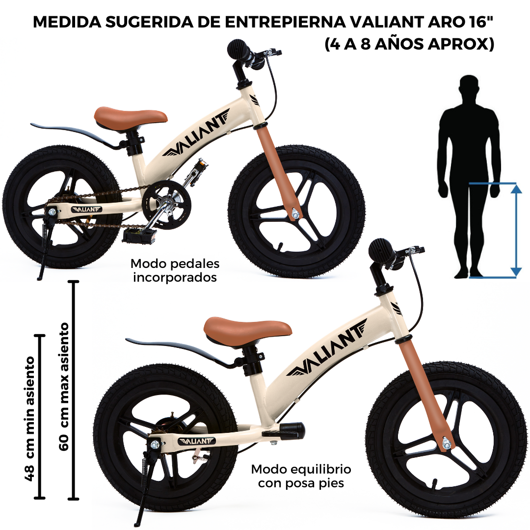 BICICLETA DE EQUILIBRIO ARO 16 3 EN 1 (4 A 8 AÑOS) BEIGE - 5