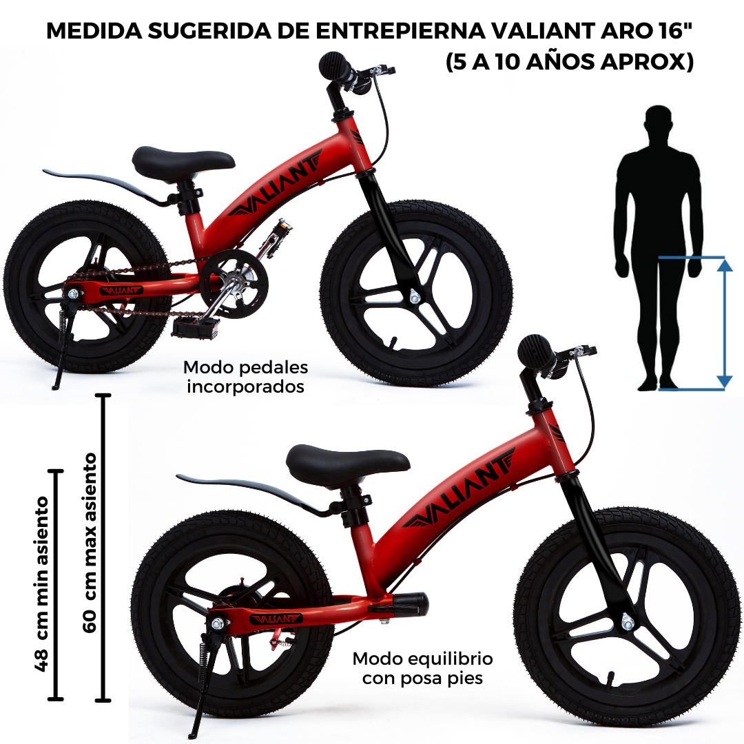 BICICLETA DE EQUILIBRIO ARO 16 3 EN 1 (4 A 8 AÑOS) ROJA - 5