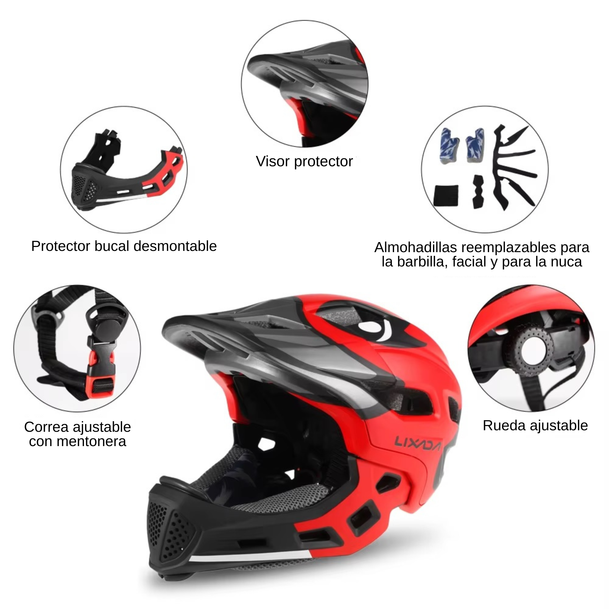 CASCO FULL FACE INTEGRAL NIÑOS (3 A 10 AÑOS) ROJO - 3