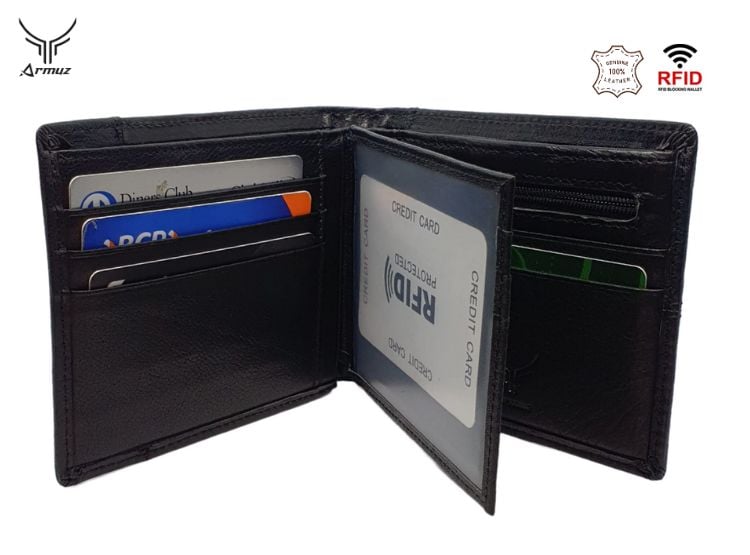 BILLETERA DE CUERO VACUNO CON PROTECCIÓN RFID. HOMBRE CÓD. 8064 - 3