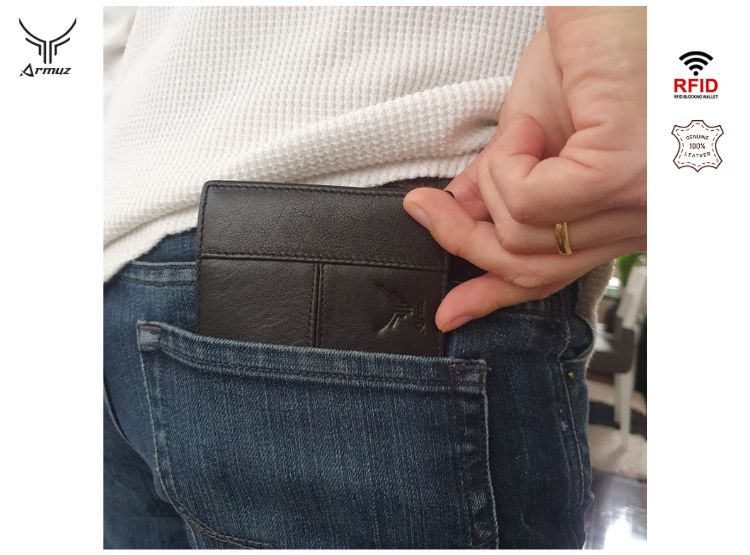 BILLETERA DE CUERO VACUNO CON PROTECCIÓN RFID. HOMBRE CÓD. 8064 - 4
