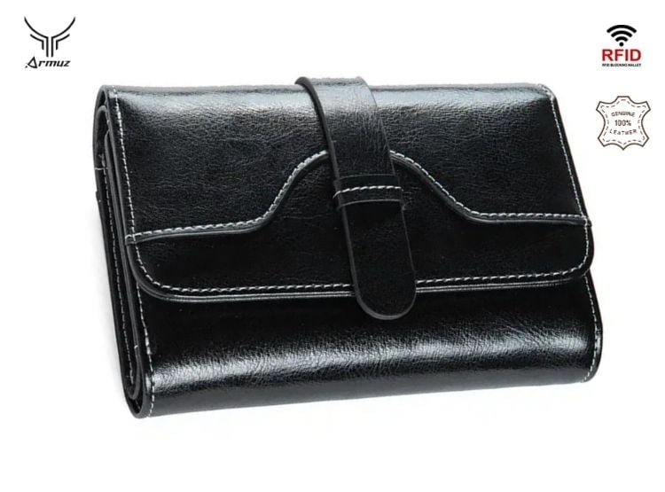 BILLETERA DE CUERO VACUNO CON PROTECCIÓN RFID. MUJER WALX03 - 1