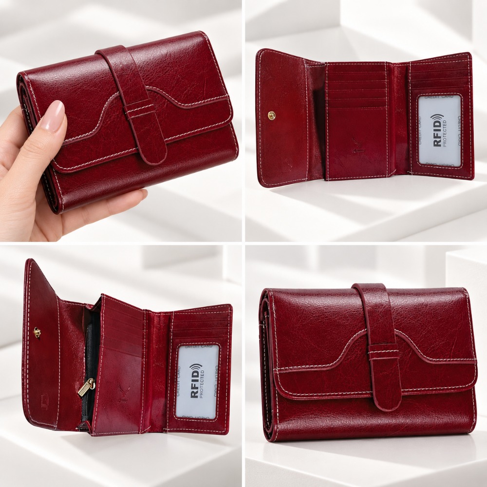 BILLETERA DE CUERO VACUNO CON PROTECCIÓN RFID. MUJER WALX03 - 2