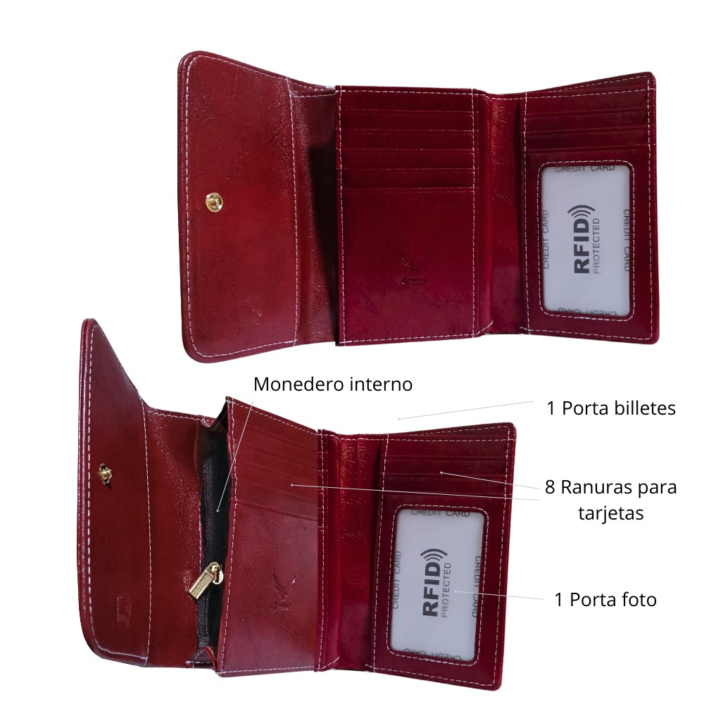 BILLETERA DE CUERO VACUNO CON PROTECCIÓN RFID. MUJER WALX03 - 3