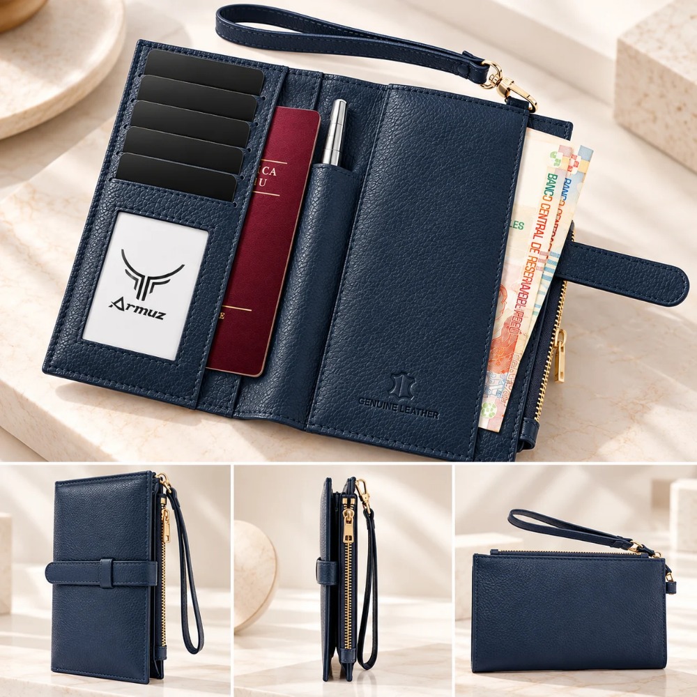 BILLETERA PORTA PASAPORTE DE CUERO VACUNO ARW03 MUJER - 2