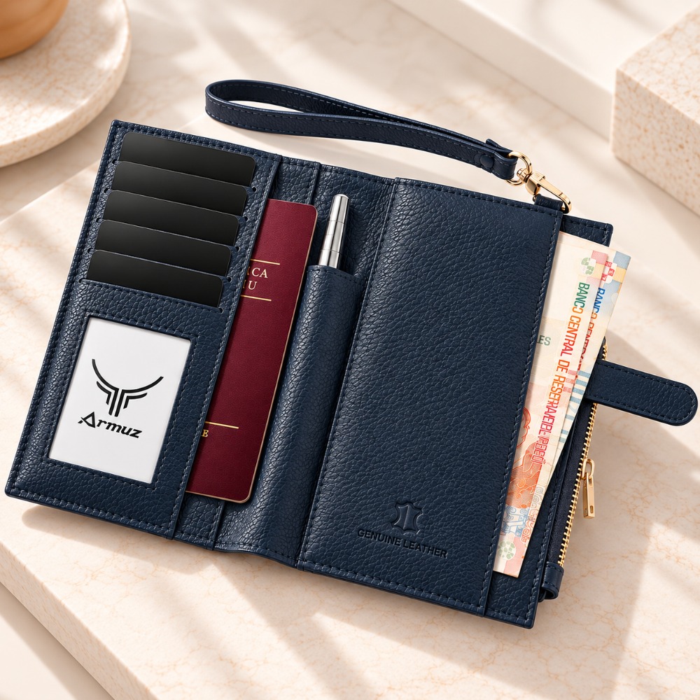 BILLETERA PORTA PASAPORTE DE CUERO VACUNO ARW03 MUJER - 3