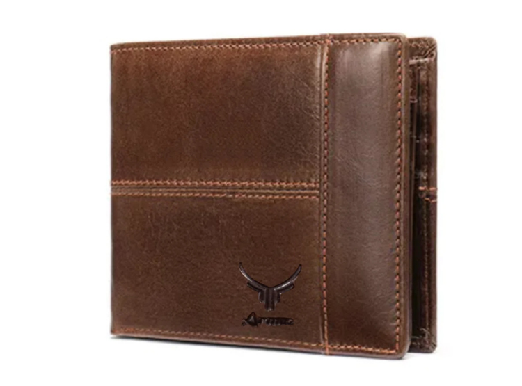 BILLETERA ARMUZ 8064 CUERO CAFÉ DISEÑO CLÁSICO CON RFID - 1