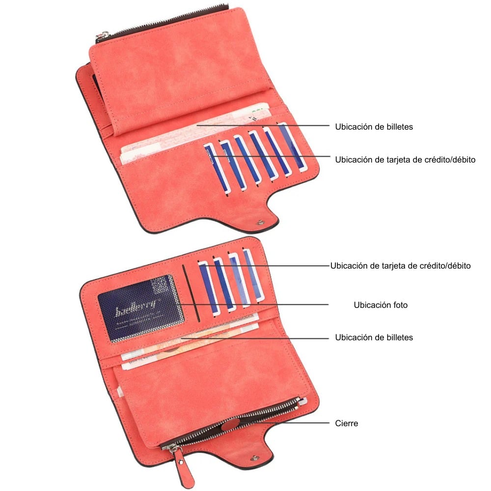 BILLETERA BAELLERRY N2345 CUERO VEGANO TIPO EJECUTIVA MUJER - 5