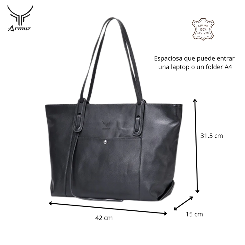 BOLSO DE CUERO VACUNO 8175 DE AMPLIA CAPACIDAD - 4